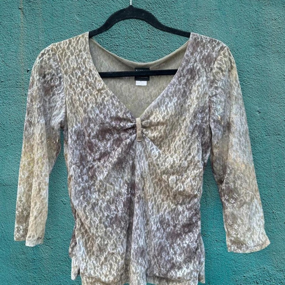 INC International Concepts Y2K Forest Fairy Sheer Lace Overlay Blouse